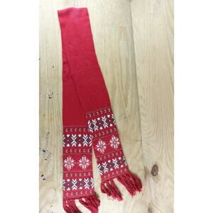 New Eddie Bauer Scarf Womens Long Red Multicolor Tassel Wool Blend 83"